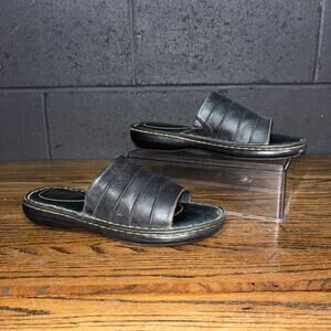 Born Black Leather Slide Sandals Cushioned Comfort Footbed Women’s 8